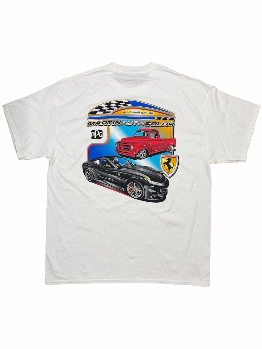 Port and Company Car Graphic Tee Martin Auto Color Ferrari PPG Paint Men XL